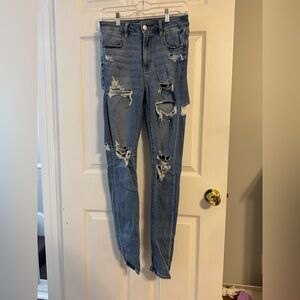 American Eagle Outfitters Light Blue Distressed Skinny Jeans